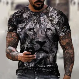 T-shirty męskie Camiseta Con Diseño de Cabeza Tigre Para Hombre, Camisa Estilo Callejero Manga Corta Personidad, Divertida, Haraj