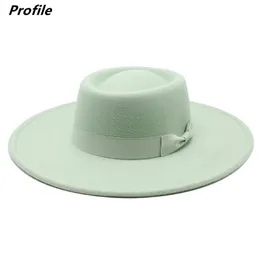 Geniş Memul Şapkalar Toptan Fiyat Fedora Hat Kış Dairesel İçbükey Dışbükey Yüzey Düz Üst Moda Erkekler ve Kadınlar Caz 220913