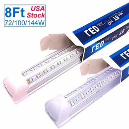 8Ft Linkable LED Light Light 96 polegadas 72w 100W 144W luzes de tubo, 8 'Lighter Porta Iluminação 96' 'Bulbos T8 integrados, AC85-277V Plug industrial em lâmpada de bar