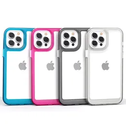 Telefone híbrido à prova de choque transparente TPU anti dust casos para iphone 13 pro 12 11 max xr se 2022 espaço claro caso colorido