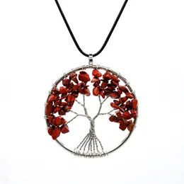 Kreatywne naszyjniki drzewa życiowe Naturalne żwir Kryształ Naszyjnik Ladies Fashion Jewelry Akcesoria