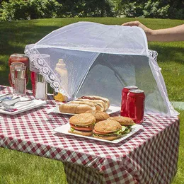 1PC Food Cover Mesh Screen Tent Umbrella Collapsible Outdoor BBQ Picnic Food Covers Patio Bug Net Out Flies Mosquitoes Y220526