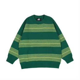 Preppy Styor Block Striped Men Harajuku Green Maglione lavorato a maglia Hip Hop Allentato Casual Donna Vintage Pullover Sueter Masculino T220730