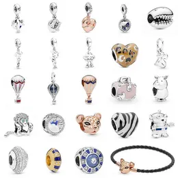 2019 Sommar ny 100% 925 Sterling Silver Lion Princess Charm Hot Air Balloon Bead Pendant Fit DIY Bracelet Original Smycken Gift AA220315