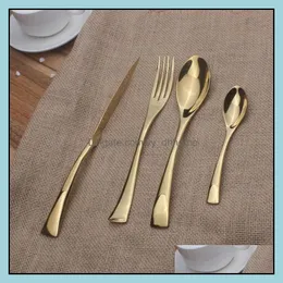 Conjuntos de talheres de cozinha bar home home jardim 4pcs casamento de mesa de ouro conjunto de faca colher de a￧o inoxid￡vel entrega de gota brilhante 2021 x