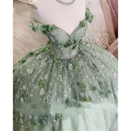 2022 mint green Quinceanera Dresses Embroidery Appliques lace-up corset Ball Gown Princess Sweet 16 15 Year Girl Vestidos De 15 Anos xv