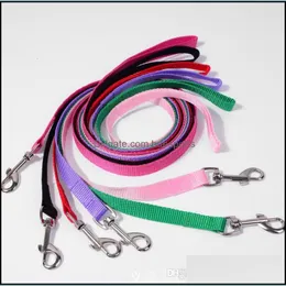 500 pçs / lote largura 1.5cm longo 120 cm de nylon cão leashes pet filhote de cachorro tapetes de treinamento preto / s chumbo corda cinto de corda trela lx6556 gota entrega 2021 colares