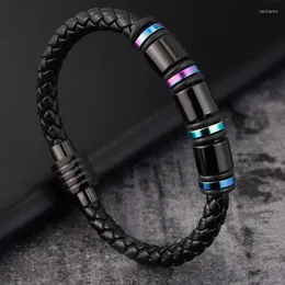 Punk Threaded Button Metal Weaving Bracelet Men Women Stainless Steel Twining Classic Style Charm Black High Quality Link Chain