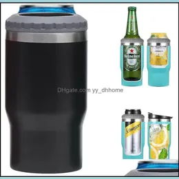 Becher Trinkgeschirr Küche Esszimmer Bar Hausgarten Ups 4-in-1 14 Unzen Kaffeetassen Tumbler Edelstahl 12 Unzen Slim Cold Bee Dhx4J