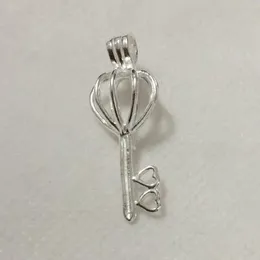 Pendant Necklaces Silver Double Heart Love Key Locket Cage Sterling Pearl Bead Fitting For DIY Bracelet Necklace Jewelry CharmPendant Neckla