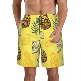 Herr shorts ananas tryck sommarfrukt strand män mesh foder humoristiska byxor bräda snabb torr baddräkt idrottsmän