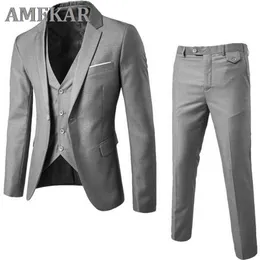 Slim Business Formal Dress Waistcoat Suits Blazer Groom Man Suit Exquisite Weeding Office Set Thin Male Blazer 220504