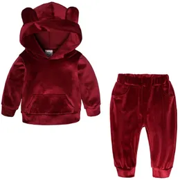 Baby Boys Girls Velvet Hooded Clothing Kids Jacket Jacket Suit Suit for Sports Suits Trougsuits Toddler Childr
