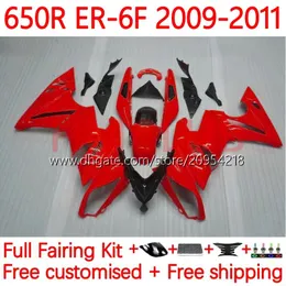 Kawasaki ninja için Fairings kiti 650r er 6 F 650 650 R gövde er6 f er6f 09 10 11 gövdeye 17no.21 er-6 f 6f 650-r 09-11 cowling ER-6F 2009 2011 2011 OEM Fairing Ggloss kırmızı