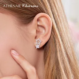 Stud Athenaie 925 Sterling Silver Pave Clear CZ Star Shine Earrings for Women Girl Gift Fashion Female Party Christmas Jewelry Moni22
