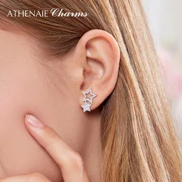 Stud Athenaie 925 Sterling Silver Pave Clear CZ Star Shine Kolczyki dla kobiet dziewczyny prezenty moda moda kobieca biżuteria świąteczna moni22