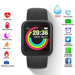 Smart Klockor D20 Fitness Tracker Bluetooth Smartwatch för män Kvinnor IP67 Vattentät blodtryck Smart Armband IOS Android