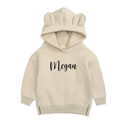 Women's Hoodies Sweatshirts Personalised Childrens Bear Hoodie Custom Unisex Kids Jumper | Gifts for Initial Name Clothing Baby Wear Hoody 230206