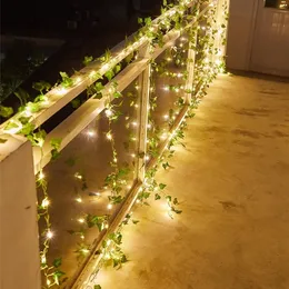 Светодиодные струнные светильники 2m 20led 5m 50led Maple Leaf Garland Рождественская фея для домашней спальни стены патио Украшение 220809