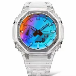 ファッションフル機能の腕時計リードデュアルディスプレイ男性女性カジュアルスポーツロイヤルオーク電子アナログデジタルレディース防水時計-4