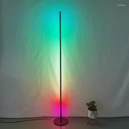 Lâmpadas de piso 80cm Led de canto de LED moderno RGB Controle remoto colorido Multi-modos decoração de arte interna iluminação de lâmpada em pé