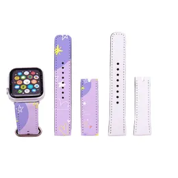 DIY Sublimation Straps White Blank Party Replacement Band for iWatch 1 2 3 4 5 PU Leather Watch Band 38 40 42 44mm Portable Adjustable Christmas Gift