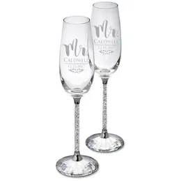 Personalized Wedding Glasses with Gift Box Champagne Flutes Crystalline Party Drinking Glass Engrave Copas De Cristal H1188 Y200106