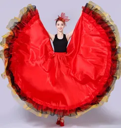 Stegslitage Kvinnor Flamenco Kjolar Belly Dance Kjol Spanska Kostymer Brasilien Gypsy Big Swing 180/360/540/720 Grund