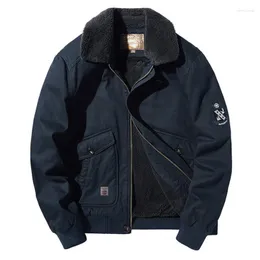 Männer Jacken 2022 Männer Casual Flug Jacke Mode OL Langarm Druck Patchwork Revers Verdicken Lose Herbst Winter