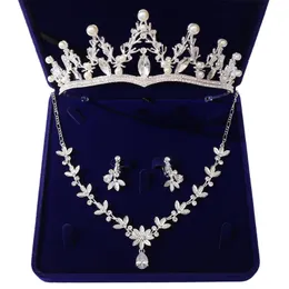 Brincos colar pérolas de moda coroas de cristal acessórios de cabelo de casamento de noiva Princesa flor strass tiaras jóias