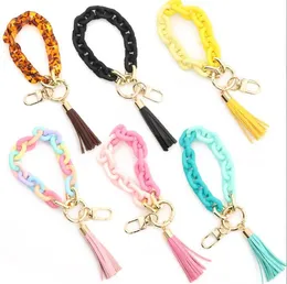 Portachiavi con bracciale in acrilico da donna Bracciale rigido da polso Bracciale in pelle Nappa Ciondoli per telefono Ciondolo per borsa Portachiavi per auto