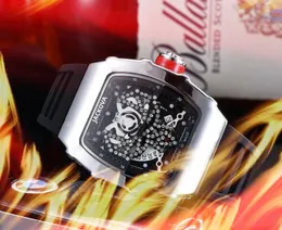 Luxury Mens Diamonds Skeleton Dial Fashion Sports Watch Remated 43mm Quartz Movem