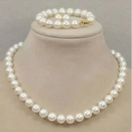 Natural 8-9mm Round South Sea White Pearl Necklace Set 18 "