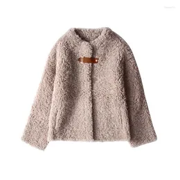 여자 모피 가짜 진짜 겨울 코트 여성 양 깎는 양모 재킷 두 사이드웨어 브리거스 무지르 인비게르 노 2022 2C202W1504 YY674