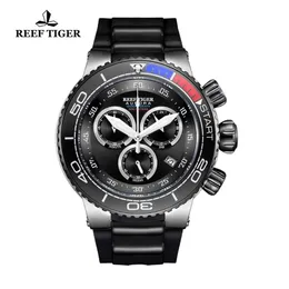 Reef Tiger/RT Luxury Sport Watches for Men Rubber Strap Steel Military Watches Waterproof Quartz Watches RGA3168 T200409