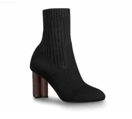 Designer Luxury feminino sapatos de meia silhueta botas de tornozelo preto alongamento de salto alto tênis plana bota de inverno sapatos de inverno