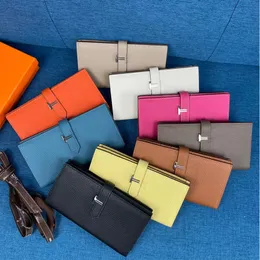 7A高品質のファッション女性クラッチウォレットトーゴカウハイドレザーウォレットシングルジッパーウォレットレディレディースオレンジ色のボックスカード複数色の長いクラシック財布