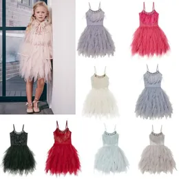 Girl's Dresses High Quality Baby Girl Rustic Lace Sling Dress Kids Princess Birthday Rhinestone Sashes Tutu Girls Party Gown CA555Girl's