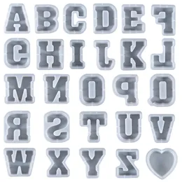 실리콘 알파벳 금형 26 대문자 대형 편지 공예 도구 3D 번호 크리스탈 에폭시 수지 금형 DIY