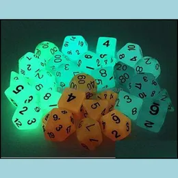 Gambing Leisure Sports Games Outdoors Luminous Polyhedral Dice مجموعة الأبراج المحصنة والتنين مجموعات متوهجة D4 D6 D8 D12 D20 D10 (0-9) (00-