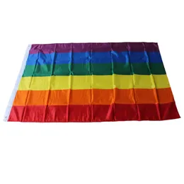 Радужный флаг 3x5ft 90x150cm Lesbian Gay Pride Polyester ЛГБТ -флаг баннер Полиэстер красочный радужный флаг для украшения DH6431