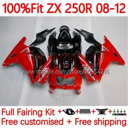 kawasaki 닌자 ZX250R 용 주사 금형 OEM 바디 ZX 250R ZX250 08-12 차체 34NO.9 EX250 EX250R 08 09 10 11 12 ZX-250R 2008 2009 2012 2012 2012 페어링 글로스 레드