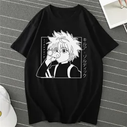Erkek kadınlar tişört üstleri kawaii avcısı x tshirt killua zoldyck mürettebat boyun takılmış yumuşak anime manga tişört giysileri 220618