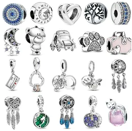 Novo s925 Contas de Prata Esterlina Charms Luxo Clássico Feather Frisado DIY Marca Pingente Ajuste Original Pandora Dream Catcher Pulseira Moda Jóias Presente Feminino