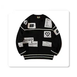 2021 japanischen Street Patchwork Gestreiften Männer Harajuku Jumper Pullover Lose Beiläufige Paare Strickwaren Frauen Pullover Pull Homme T220730