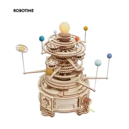 Robotime Rokr Mechanical Orrery 316PCS Rotatable DIY 3D Wooden Puzzles Model Building Block Kits Toy Gift for Teens Adult ST001 220715