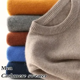 Erkekler Kaşmir Sweater Sonbahar Kış Yumuşak Sıcak Forma Jumper Çekme Homme Hiver Kazak V-Neck O-Neck Örme Sweaters 220815