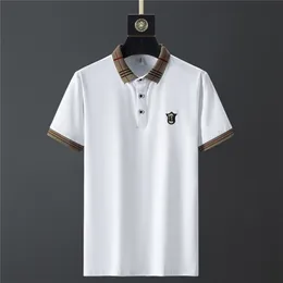 Mężczyzny Summer Fashion Business Slim Fit Cotton Polo Shirt Men Soild Kolor cienki swobodny haft 220614