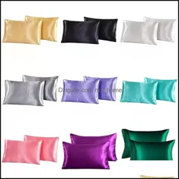 Silk Emation Satin Pillowcase 20*26 20*30 20*36 Inch Solid Color Pillow Er Summer Ice Case Bedding Supplie Cg001 Drop Delivery 2021 Supplies