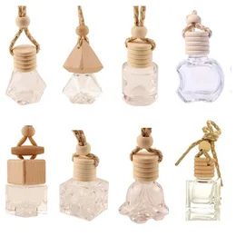 Car Hanging Glass Bottle Empty Perfume Aromatherapy Refillable Diffuser Air Fresher Fragrance Pendant Ornament F0628
